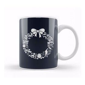 Humuts Porselen Beyaz Top Gun Christmas Wreath Pattern Kupa Bardak