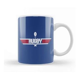 Humuts Porselen Beyaz Top Gun Top Pass Rugby Ball Logo Kupa Bardak