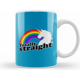 Humuts Porselen Beyaz Totally Straight Unicorn And Rainbow Kupa Bardak