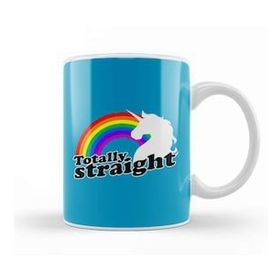 Humuts Porselen Beyaz Totally Straight Unicorn And Rainbow Kupa Bardak