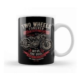 Humuts Porselen Beyaz Two Wheels Forever Motorcycle Community Kupa Bardak