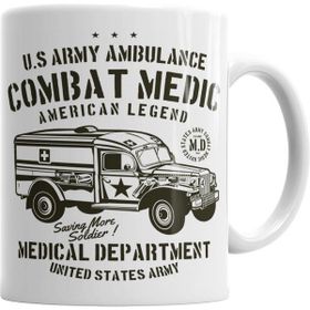 Humuts Porselen Beyaz Us Army Ambulance Kupa Bardak