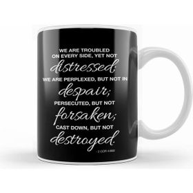Humuts Porselen Beyaz We Are Troubled On Every Side New Testament Quote Kupa Bardak
