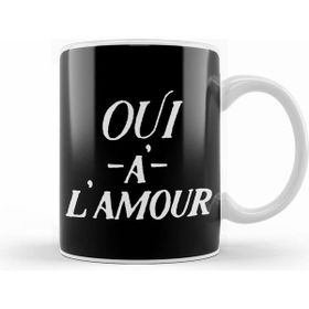 Humuts Porselen Beyaz Yes To Love French Slogan Oui A Lamour Kupa Bardak