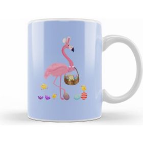 Humuts Pretty Easter Flamingo With Easter Basket Kupa Bardak