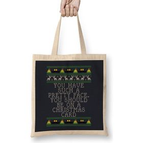Humuts Pretty Face Elf Quote Christmas Knit Bez Kadın Günlük Çanta