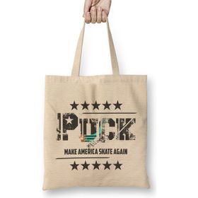 Humuts Puck Make America Skate Again Funny Hockey Player Bez Kadın Günlük Çanta