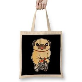 Humuts Pug Puppy Riding Bicycle Adorable Dog Bike Ride Bez Çanta