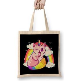 Humuts Rainbow Meowgical Caticorn Majestic Cat Unicorn Bez Kadın Günlük Çanta