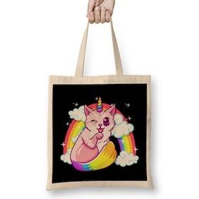 Humuts Rainbow Meowgical Caticorn Majestic Cat Unicorn Bez Kadın Günlük Çanta