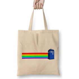 Humuts Rainbow Tardis Doctor Who Bez Uzun Saplı Açık Bej Rengi Çanta