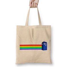Humuts Rainbow Tardis Doctor Who Bez Uzun Saplı Açık Bej Rengi Çanta