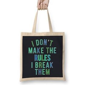 Humuts Rebel I Don't Make The Rules I Break Them Bez Uzun Saplı Açık Bej Rengi Çanta