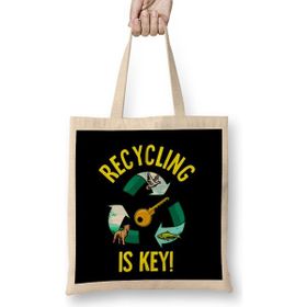 Humuts Recycling Is Key Cute Eco Environment Health Bez Uzun Saplı Açık Bej Rengi Çanta