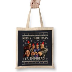 Humuts Red Dwarf Merry Christmas Ya Smeghead Bez Uzun Saplı Açık Bej Rengi Çanta