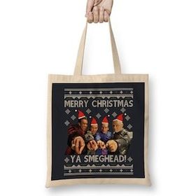 Humuts Red Dwarf Merry Christmas Ya Smeghead Bez Uzun Saplı Açık Bej Rengi Çanta