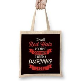 Humuts Red Hair Warning Label Ginger Redhead Orange Red Haired Bez Uzun Saplı Açık Bej Rengi Çanta