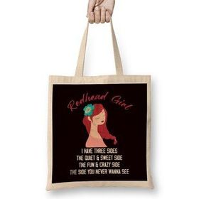 Humuts Redhead Girl Three Sides Ginger Red Orange Hair Irish Bez Uzun Saplı Açık Bej Rengi Çanta