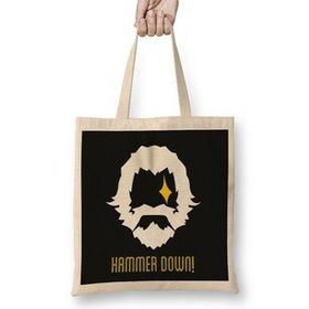 Humuts Reinhardt Hammer Down Logo Overwatch Bez Uzun Saplı Açık Bej Rengi Çanta