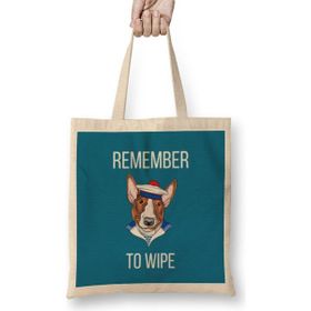 Humuts Remember To Wıpe Funny Dog Lover Gift Bez Uzun Saplı Açık Bej Rengi Çanta