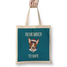 Humuts Remember To Wıpe Funny Dog Lover Gift Bez Uzun Saplı Açık Bej Rengi Çanta