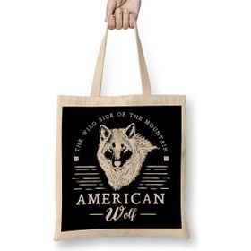 Humuts Retro Animal American Wolf White Bez Çanta