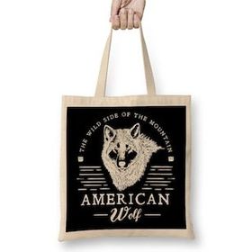 Humuts Retro Animal American Wolf White Bez Çanta