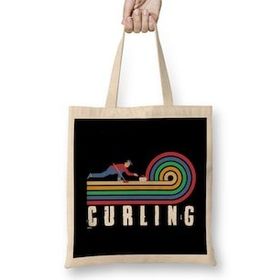 Humuts Retro Curling Player Vintage Curling Broom Stones Coach Team Bez Çanta