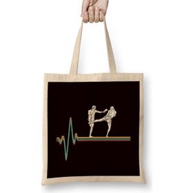 Humuts Retro Heartbeat Kickboxer Vintage Kickboxing Fighter Sports Bez Çanta