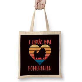 Humuts Retro Love Pomeranian Heart Pommy Pom German Spitz Puppy Pet Bez Çanta