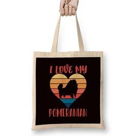 Humuts Retro Love Pomeranian Heart Pommy Pom German Spitz Puppy Pet Bez Çanta