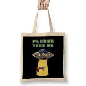 Humuts Retro Pixel Please Take Me Alien Abduction Bez Çanta