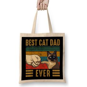 Humuts Retro Vintage Best Cat Dad Ever Fathers Day Siamese Cat Gift Bez Çanta
