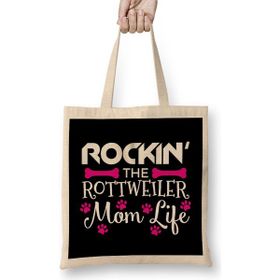 Humuts Rockin The Rottweiler Mom Life Cute Rott Owners Bez Kadın Günlük Çanta