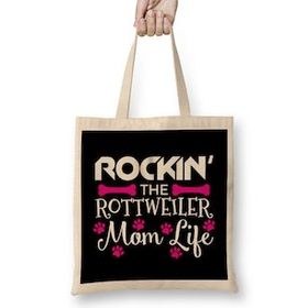 Humuts Rockin The Rottweiler Mom Life Cute Rott Owners Bez Kadın Günlük Çanta