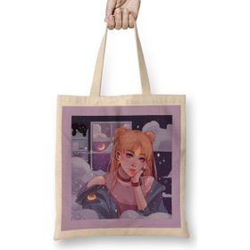 Humuts Sailor Moon Bez Uzun Saplı Açık Bej Rengi Çanta