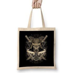 Humuts Samurai Helmet Floral Emblem Bez Uzun Saplı Açık Bej Rengi Çanta