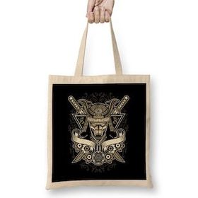 Humuts Samurai Helmet Floral Emblem Bez Uzun Saplı Açık Bej Rengi Çanta
