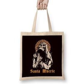 Humuts Santa Muerte Mexican Dead Mexico Sugar Skull Female Deity Bez Uzun Saplı Açık Bej Rengi Çanta
