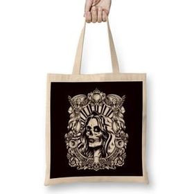 Humuts Santa Muerte Mexican Dead Mexico Sugar Skull Female Deity Bez Uzun Saplı Açık Bej Rengi Çanta