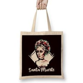 Humuts Santa Muerte Sugar Skull Female Deity Dead Satanic Mexican Bez Uzun Saplı Açık Bej Rengi Çanta