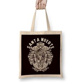 Humuts Santa Muerte Sugar Skull Female Deity Dead Satanic Mexican Bez Uzun Saplı Açık Bej Rengi Çanta