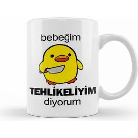 Humuts Sarı Civciv Bebeğim Tehlikeliyim Diyorum Kupa Bardak