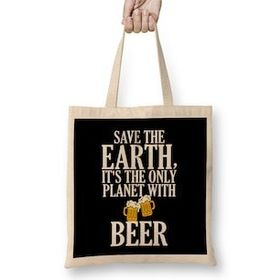 Humuts Save The Earth It S The Only Planet With Beer Bez Kadın Günlük Çanta