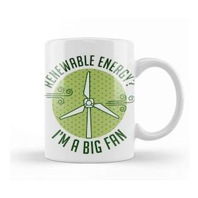 Humuts Save The Earth Renewable Energy I'm A Big Fan 02 Porselen Beyaz Kupa Bardak