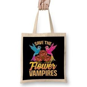 Humuts Save The Flower Vampires Adorable Hummingbird Pun Bez Kadın Günlük Çanta