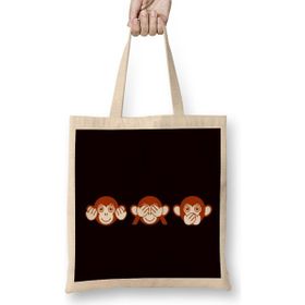 Humuts See Speak Hear No Evil Emoticon Japan Monkeys Japanese Art Bez Kadın Günlük Çanta