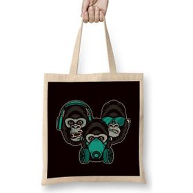Humuts See Speak Hear No Evil Japan Japanese Wise Monkeys Gorilla Bez Kadın Günlük Çanta