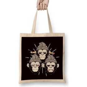 Humuts See Speak Hear No Evil Japan Monkeys Japanese Art Gorilla Bez Kadın Günlük Çanta