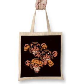 Humuts See Speak Hear No Evil Japan Wise Monkeys Japanese Art Gold Bez Kadın Günlük Çanta